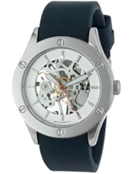 Breda Womens 1450_blue "Addison" Mechanical See-Through Rubber Strap Watch