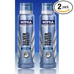 Nivea for Men Silver Protect Polar Blue Antiperspirant Spray 150ml (Pack of 2)