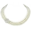 Tzarina Triple Strand White Simulated Pearl Choker
