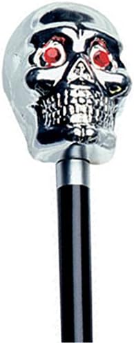 48-Inch Skull Walking Cane - Silver