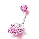 Valentines Day Gifts Belly Button Rings Pink Bling Star Body Jewelry