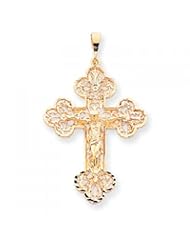 10k Yellow Gold Crucifix Charm - Religious Jewelry