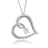 14k White Gold Princess-cut Diamond Heart Pendant Necklace (1/10 cttw, H-I, I2)