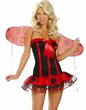 Lady Bug Mini Dress Sexy Adult Halloween Costumes Skimpy Naughty Cute Ladybug Outfit with Wings