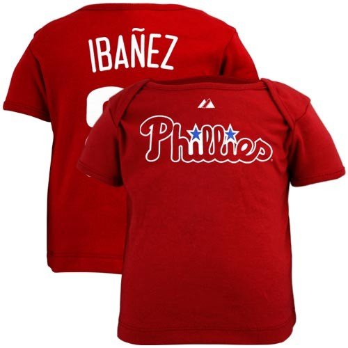 Majestic Philadelphia Phillies #29 Raul Ibanez Infant Red Player T-shirt (18 Months)