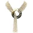 HinsonGayle "Cleopatra" 6-Strand White Cultured Pearl & Honed Shell Lariat Necklace (35 Inches) (Glamour Collection)