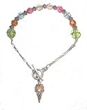 So Delicious Ice Cream Cone Sterling Silver Toggle Bracelet With Multi Colored CZ's & Swarovski Crystals 7 1/2"