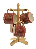 4PC COFFEE MUGS, LARGE MUGS ORCHARD RED TUSCANY