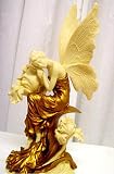 Art Nouveau Fairy Resting On Iris Statue Gilt Faerie
