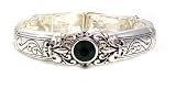 Just Give Me Jewels Oxidized Silvertone And Jet Black Crystal Stackable Stretch Vintage Style Bangle Bracelet