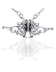 Flowing Celtic Knot and Black Butterfly Sterling Silver Adjustable 17" Necklace