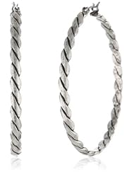 BCBGeneration Silver Colored Twist Hoop Earrings, 2.25"