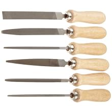 PFERD 6 Piece Hand File Set with Wood Handles (Metal Box), American Pattern, Medium, 4" Length