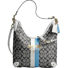 AUTHENTIC COACH HERITAGE STRIPE CONVERTIBLE HOBO 13193 (BW/White)