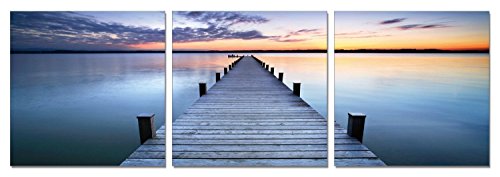 Calmness. 48 x 16 inches. Ready to Hang. Contemporary Art, Modern Wall Decor, 3 Panel Wood Mounted Giclee Canvas Print. A1175S