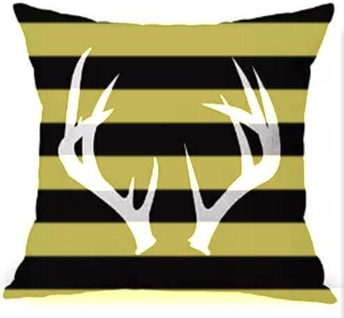 Series of black and white deer head antlers Throw Pillow Case Cushion Cover Decorative Cotton Blend Linen Pillowcase for Sofa 18 "X 18 " (11)