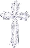 14K White Gold Diamond Cross Pendant Charm Jewelry