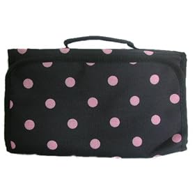 Black & Pink Polka Dot Hanging Cosmetic Bag