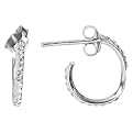 Kids? Sterling Silver Crystal 3/4 Hoop Earrings - Silver