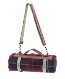 Picnic Gift 5010 Blue Tartan Spark Fleece Blanket Tote with Water Proof Backing