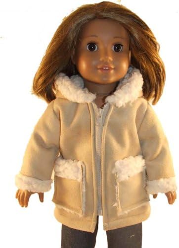 Tan Suede Coat with Faux Fur Lining for 18 Inch Dolls Like American Girl / Doll Clothing Made in the USA!