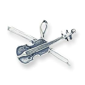 Buy Sterling Silver Antiqued Violin Charm with 20 inch Sterling Silver Chain made by A Great Jewelry Co. now!