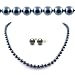 AugustinaJewelry AAA Quality 18 Inch Round 6-6.5mm Black Akoya SaltWater Cultured Pearl Necklace & Earrings Set