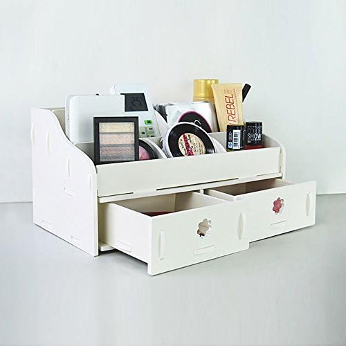 Desk Organier Small Objests DIY WoodenCosmetics Make up Storage Box Colors with Two Drawers