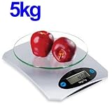 LUPO Precision Glass Top Digital Kitchen Postal Scales (1g - 5kg) - SILVER