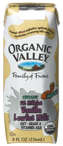 Organic Valley Organic 1% Lowfat Vanilla Single Serve Milk, 8-Ounce Aseptic Cartons (Pack of 24)