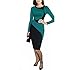Colyanda Women's Elegant Colorblock Wear to Work Business Stretch Pencil Dress