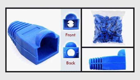 CAT 5e Blue RJ45 Snagless Boots with Strain Relief, Bag of 100 Pieces