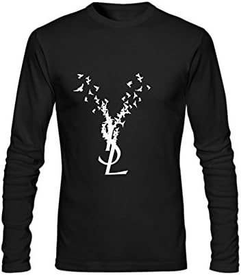 Detyu Men's Ysl Yves Logo Bird Crew Neck T Shirts L Black