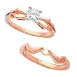 18K Rose Gold Diamond Solitaire Wedding Set - 0.50 Ct.