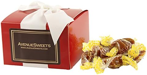 Red Gift Box 1/2 lb. Gourmet Caramel Candy- All Natural Gluten Free (Traditional Vanilla Caramel)