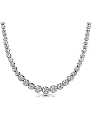 10.00 carat Ladys Round Cut Necklace in 14 karat White Gold