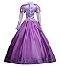 Cosrea Disney Rapunzel Embroidered Purple Satin Adult Cosplay Costume