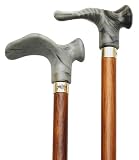 walking cane - With Contour Grip. Cherry stain Grey Right Handle, this cane is designed to fit the hand like a glove for its palm grip handle. This cane and walking stick is very secure and comfortable and has a weight capacity of 250 pounds. This ergonomic wood cane is ideal for arthritis sufferers. It distributes weight across the entire palm. Height approx: 36 - 37