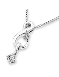 (X1000Diamond) 18K/750 White Gold Infinity Dangling Diamond Pendant W/925 Sterling Silver Chain (0.14 carats, G-H color, SI Clarity)