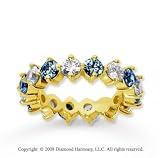 3Ct Blue Sapphire and Diamond 14K W Gold Eternity Band thumbnail