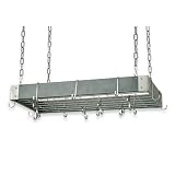 Royce Lighting RF41/BS Home Accents 30 Inch Metal Pot Rack Brushed Steel with Bonus Trivet