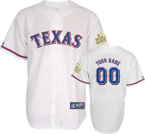 Texas Rangers Jersey: Personalized Home White Replica Jersey with 2011 World Series Participant Patch