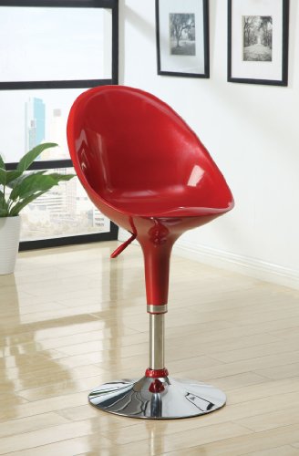 Set of 2 Acme 17705 Sybil Adjustable Air Lift Stool, Red, 36-Inch