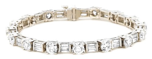 14k White Gold Baguette and Round Diamond Tennis 