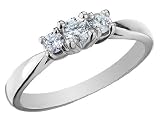 Diamond Engagement Ring and Three Stone Anniversary Ring 1/4 Carat (ctw) in 14K White Gold
