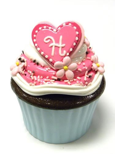 Personalized Initial Cupcake Shaped Trinket Box - H