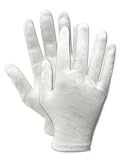 Magid 681H TouchMaster Lightweight Cotton Lisle Inspection Gloves with Hemmed Edge, Men's, Bleached White (Pack of 12 Pair)