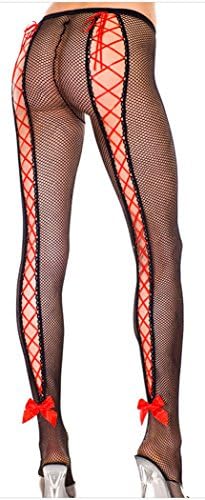 Sanbay Women's Hollow Out Lacing Sexy Stocking Red Bowknot