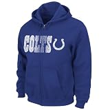 NFL Indianapolis Colts Touchbck III Full Zip Jacket Adult Long Sleeved Fullzip Hooded Fleece, Stadium Blue, Large