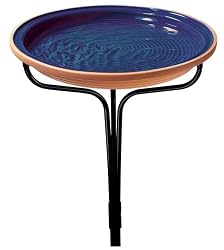 Sunswept 421HS-4 Terra Cotta Royal Blue Hanging-Standing Birdbath